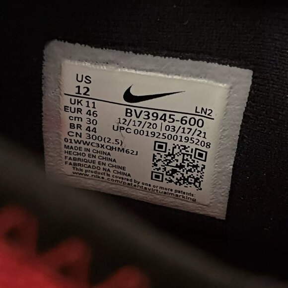 Nike Alpha Menace Pro 2 MID Football Cleats Black/Red BV3945-600 Bred Men Sz 12‎ - Picture 6 of 6